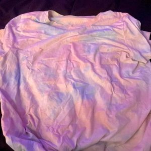pink and blue tye die shirt